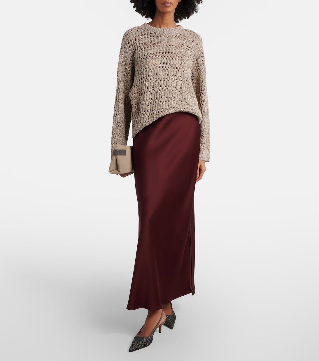 Satin maxi skirt | Brunello Cucinelli