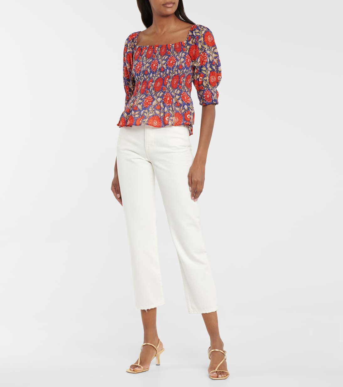 Corryn printed cotton top | Velvet