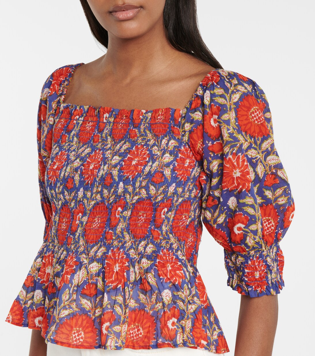 Corryn printed cotton top | Velvet