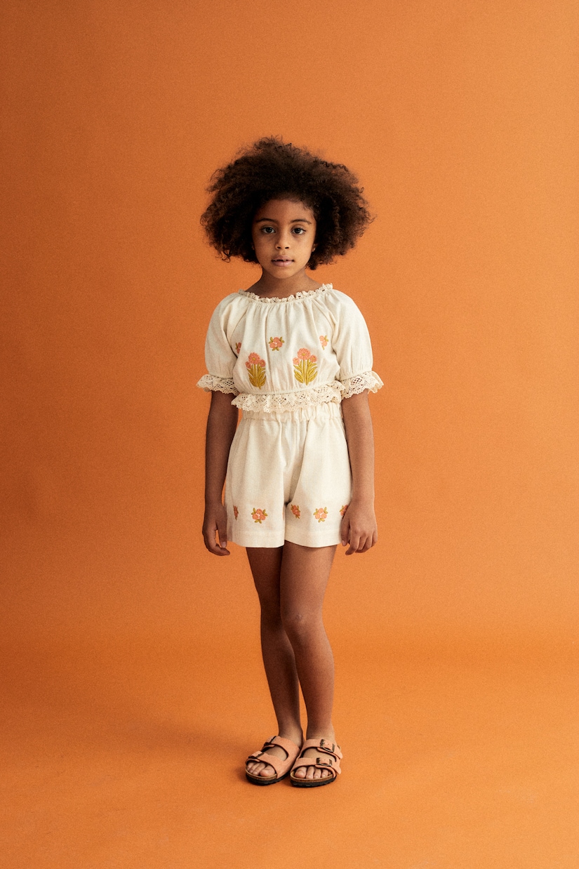 Clementine embroidered floral cotton shorts | The New Society
