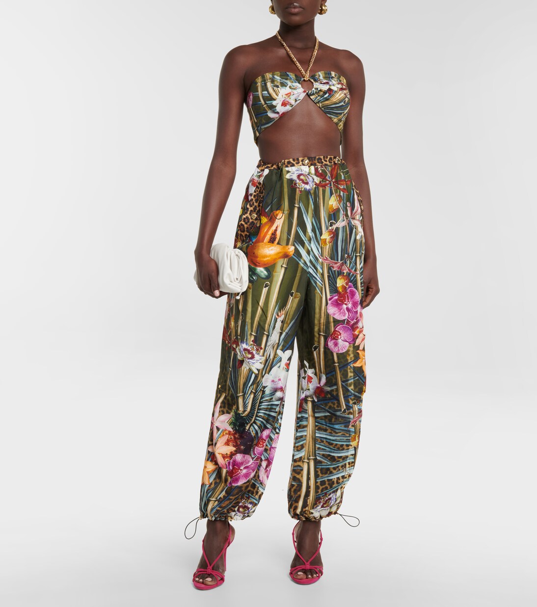 Pantalon ample en soie à fleurs | Camilla