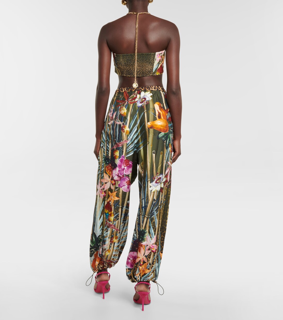 Pantalon ample en soie à fleurs | Camilla