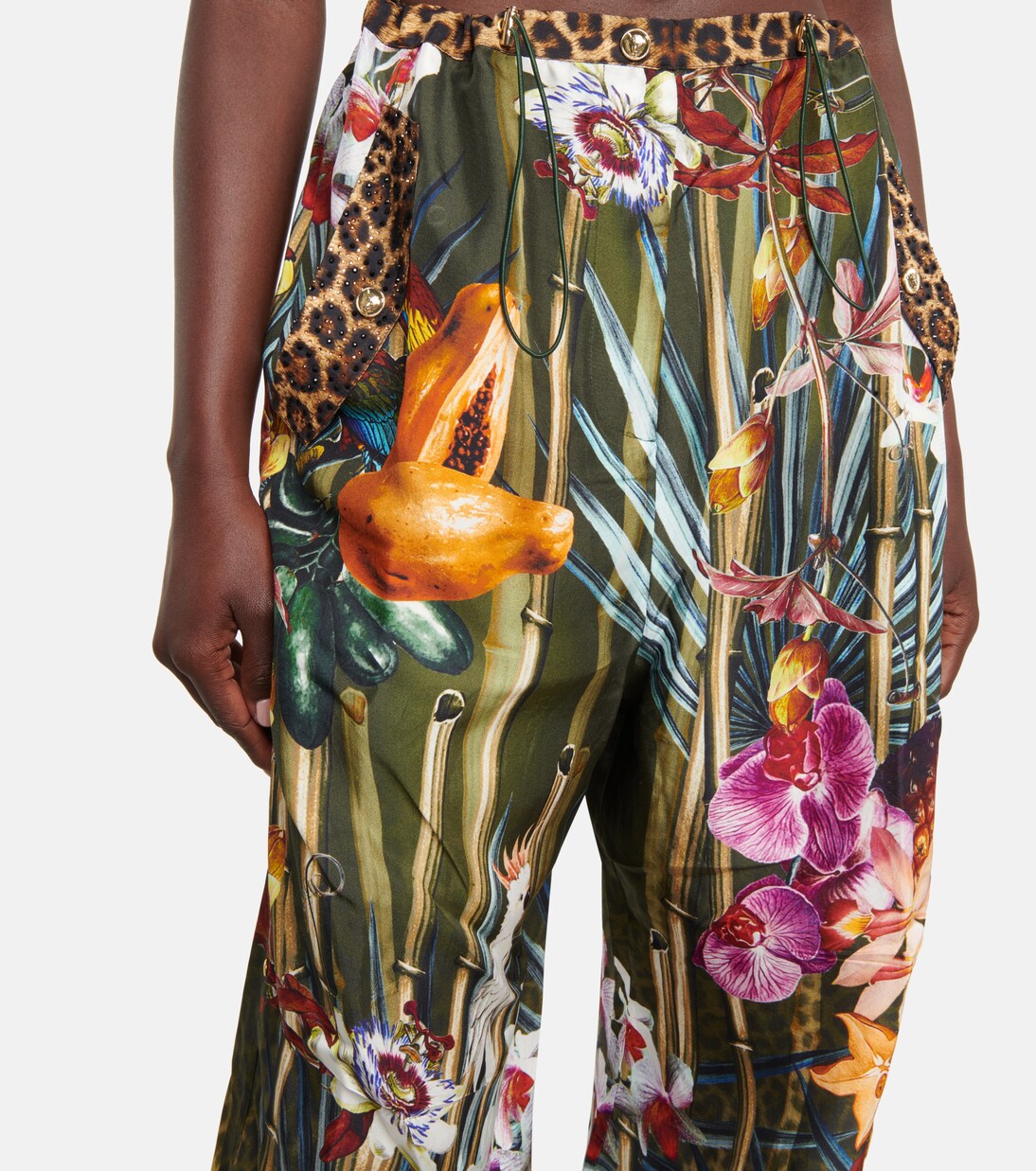 Pantalon ample en soie à fleurs | Camilla