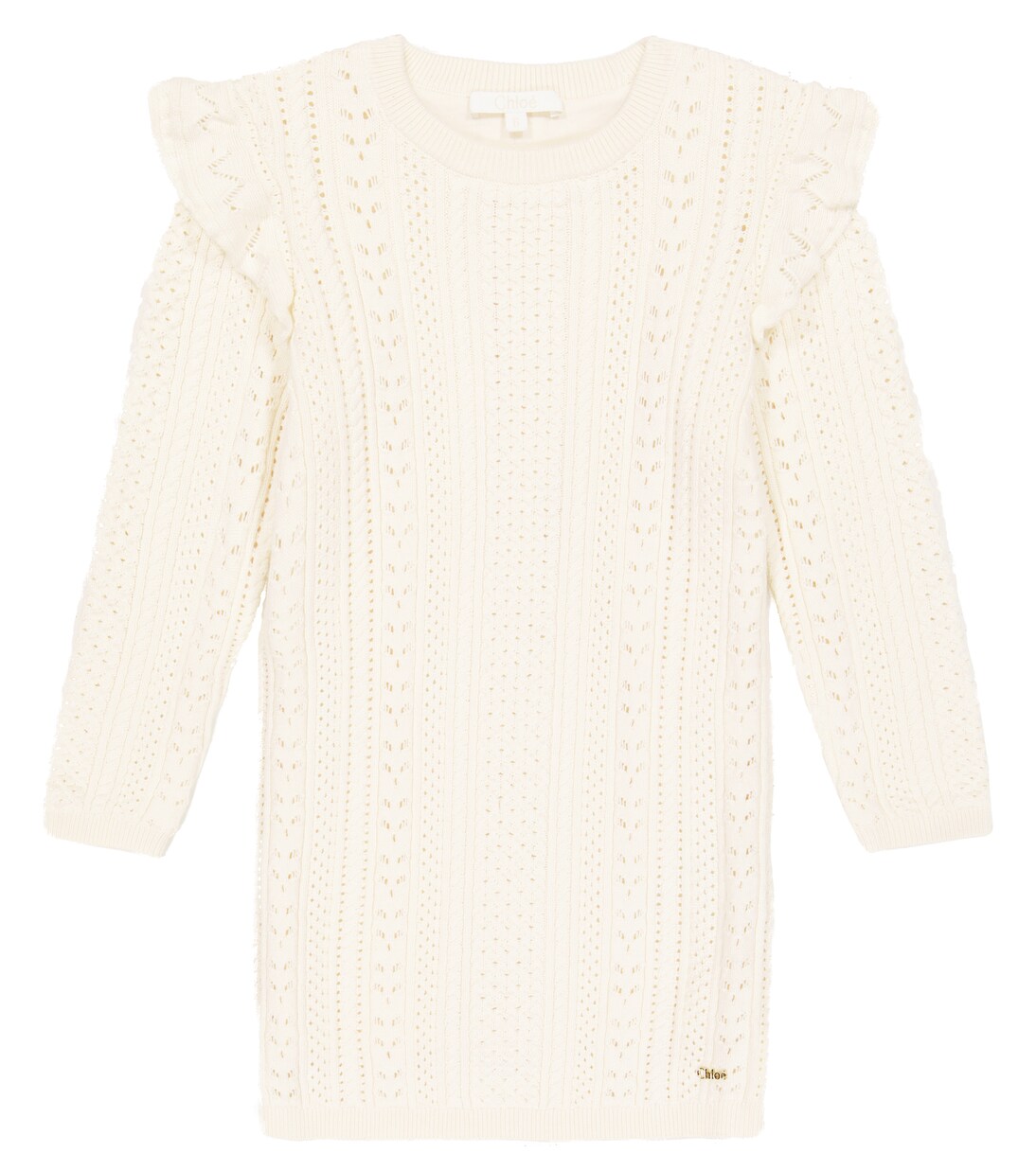 Ruffled cotton and wool dress | Chloé Kids