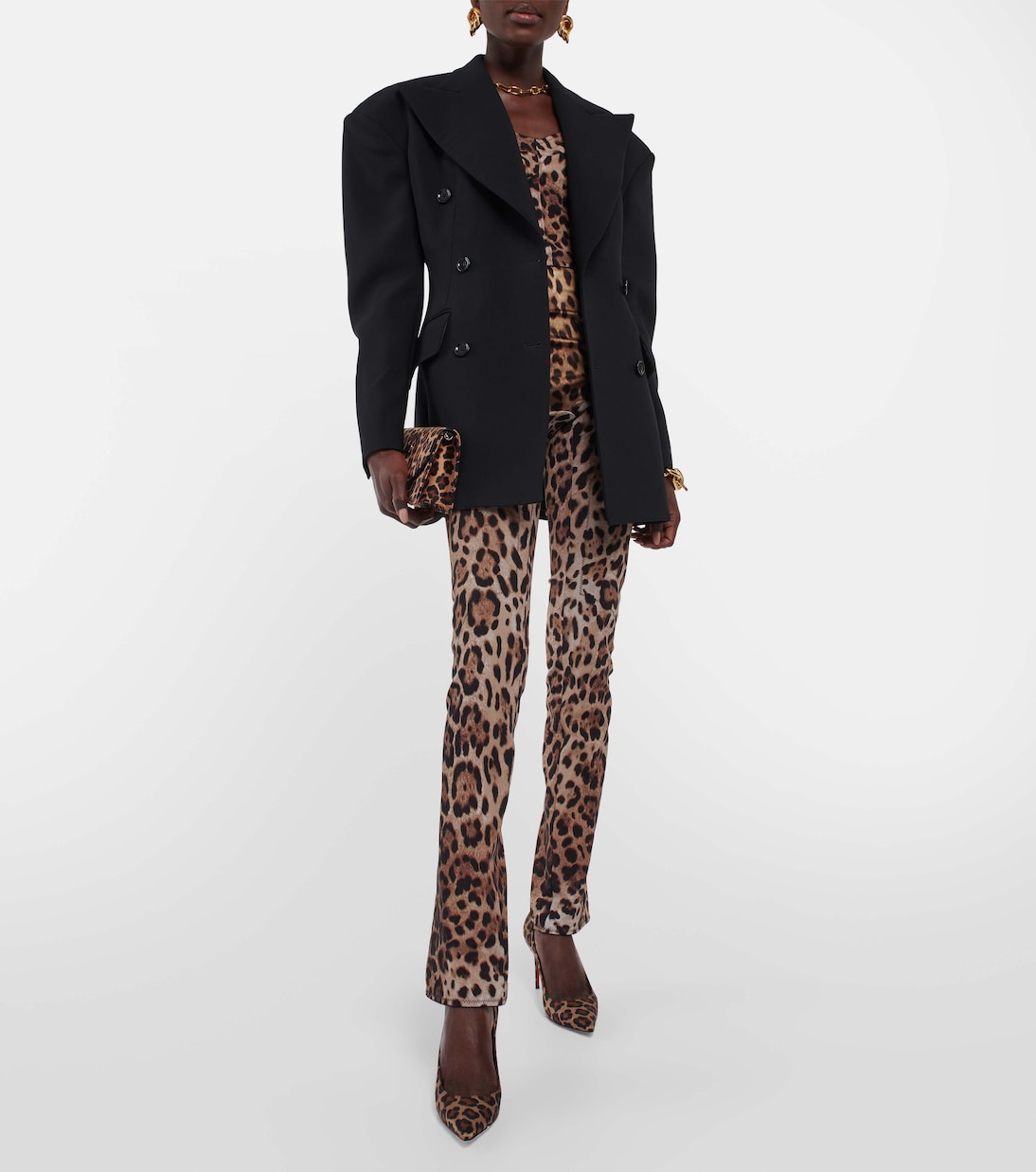 Loubi54 leopard-print satin clutch | Christian Louboutin