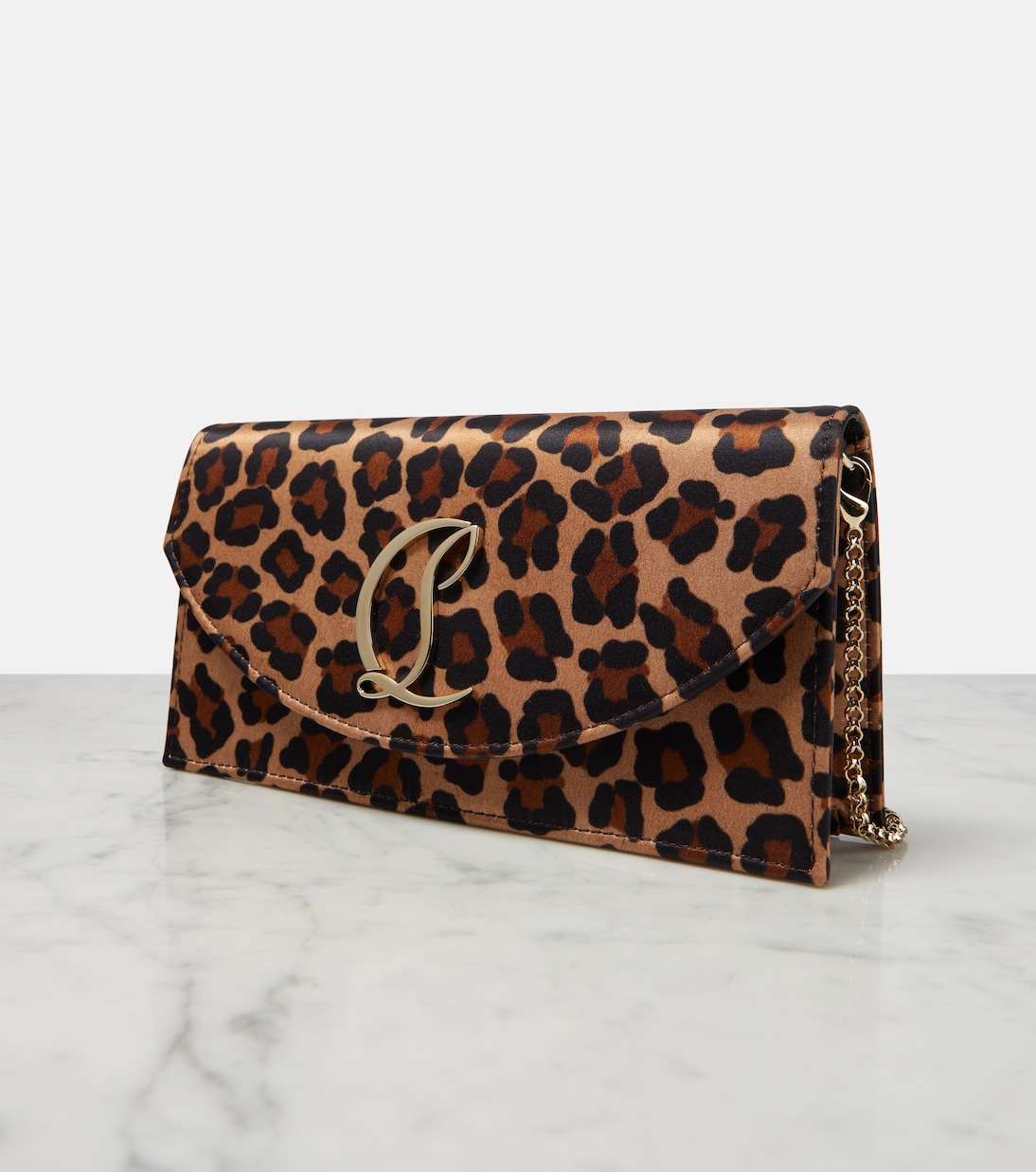 Loubi54 leopard-print satin clutch | Christian Louboutin