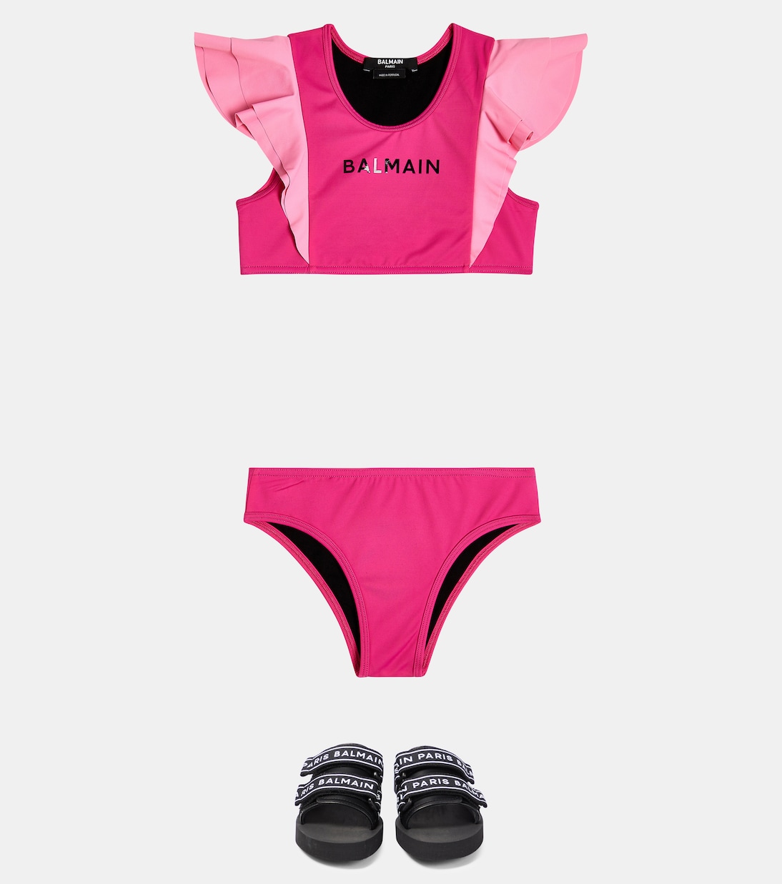 Logo ruffle-trimmed bikini | Balmain Kids