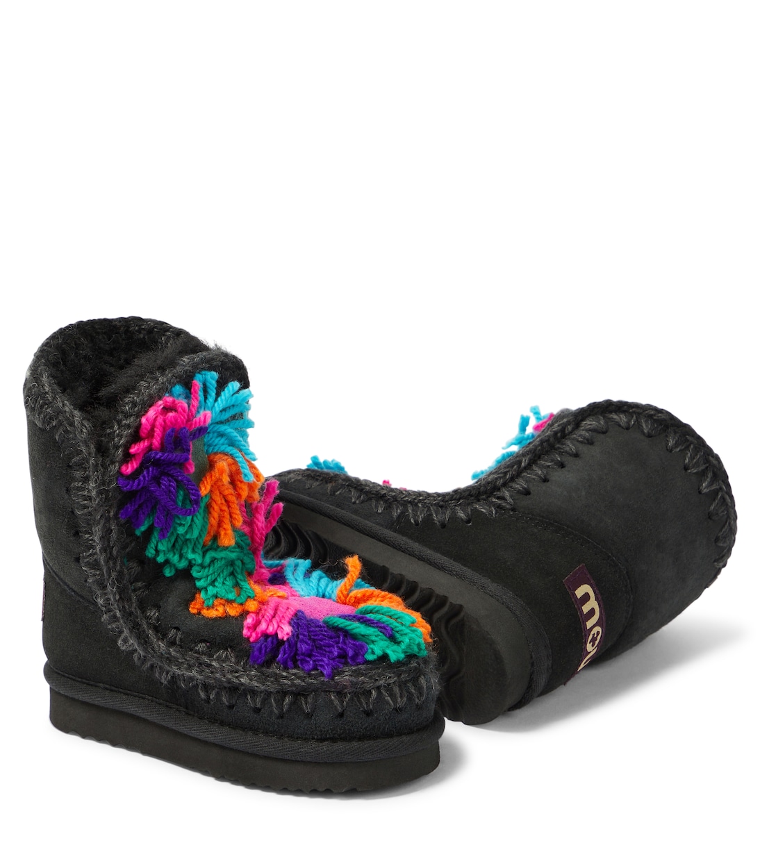Floral-appliqué suede boots | Mou Kids
