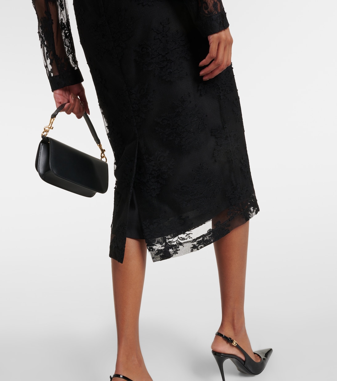 Midirock aus Baumwolle und Spitze | Dolce&Gabbana