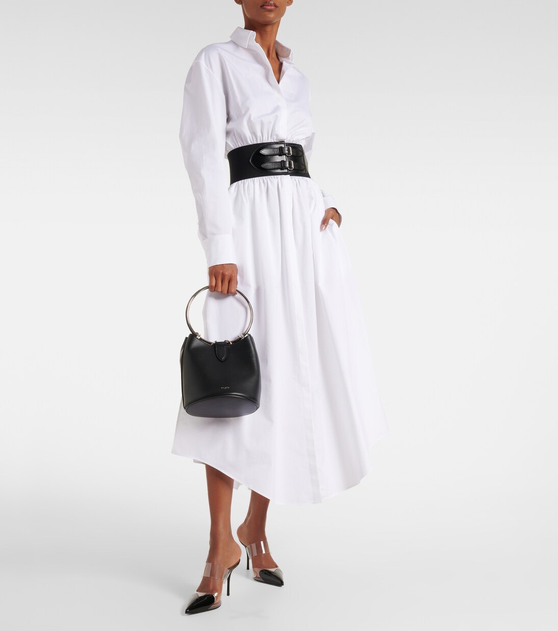 Ring Medium leather bucket bag | Alaïa