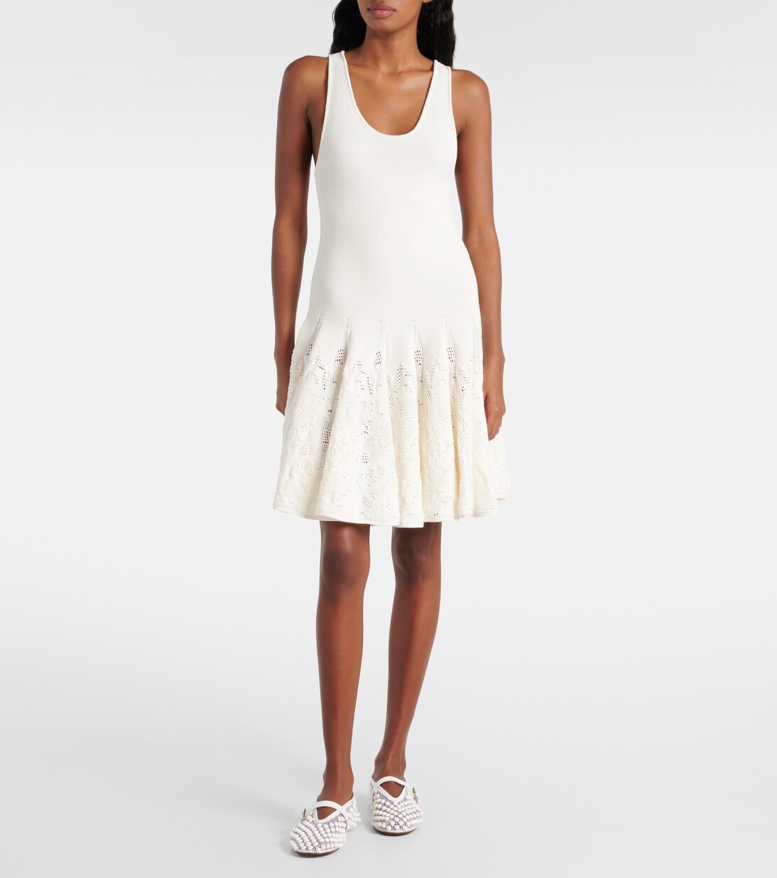 Vestido corto de encaje de algodón | Alaïa