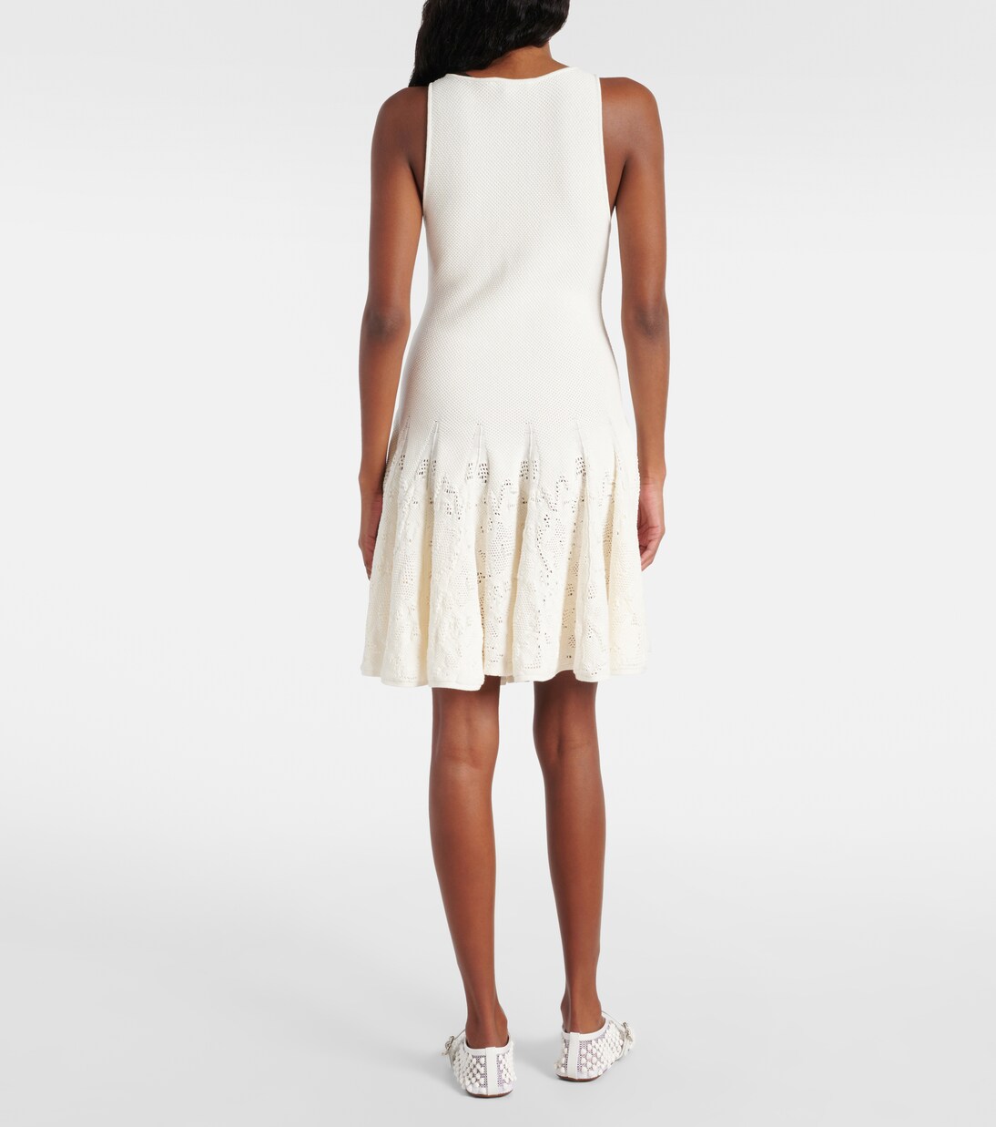 Vestido corto de encaje de algodón | Alaïa