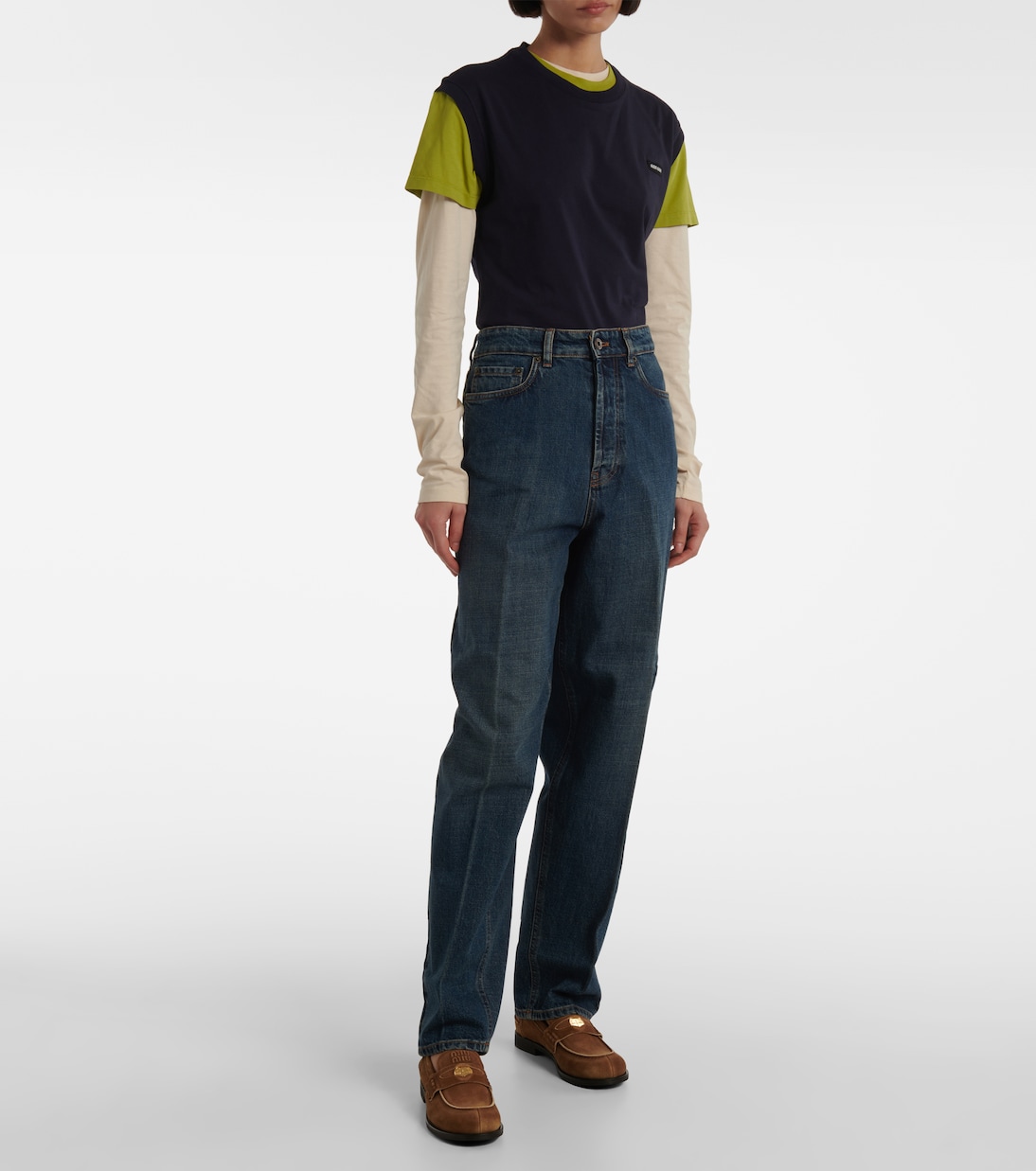 High-Rise Boyfriend Jeans | Miu Miu