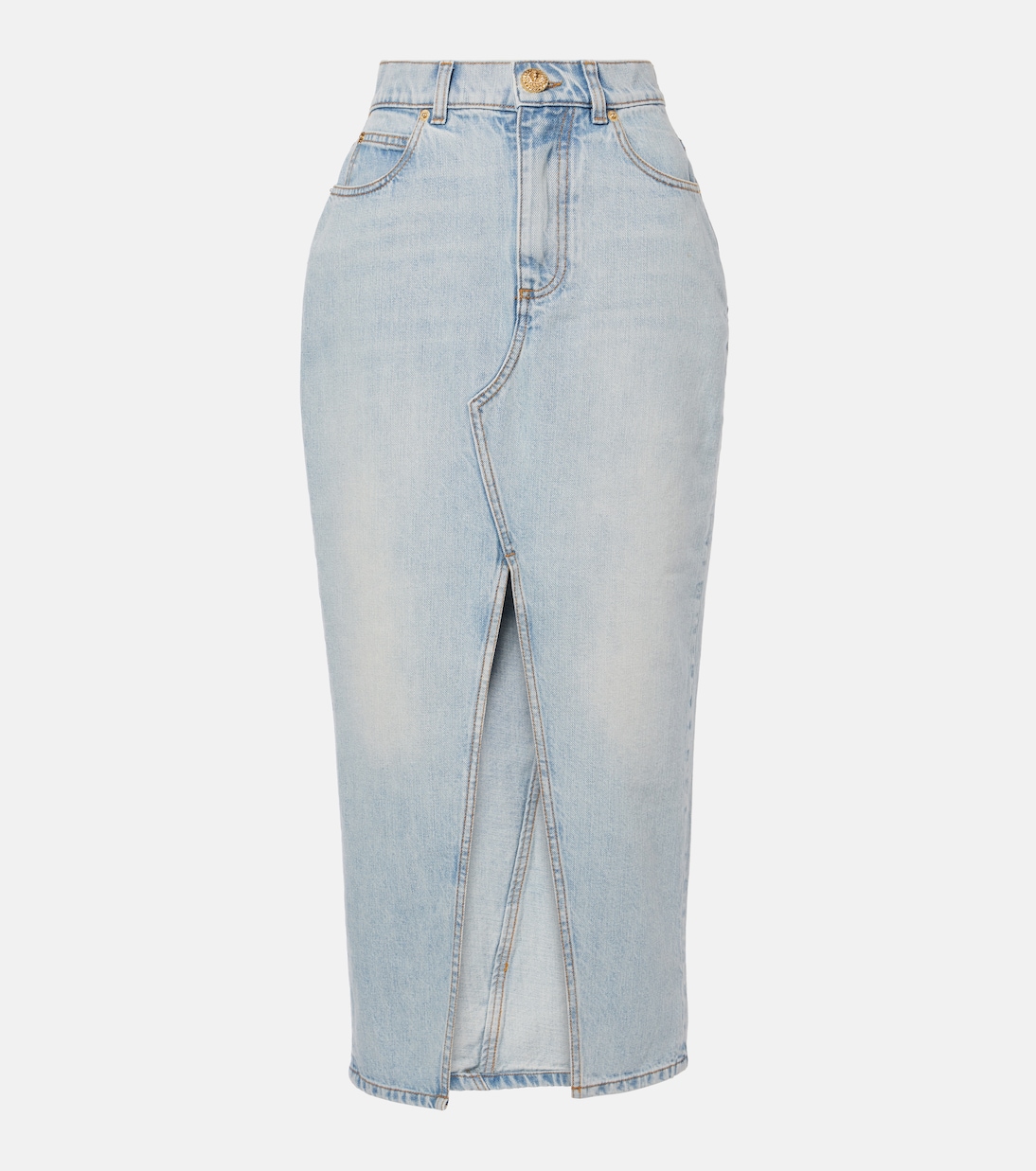 Falda midi en denim | Balmain