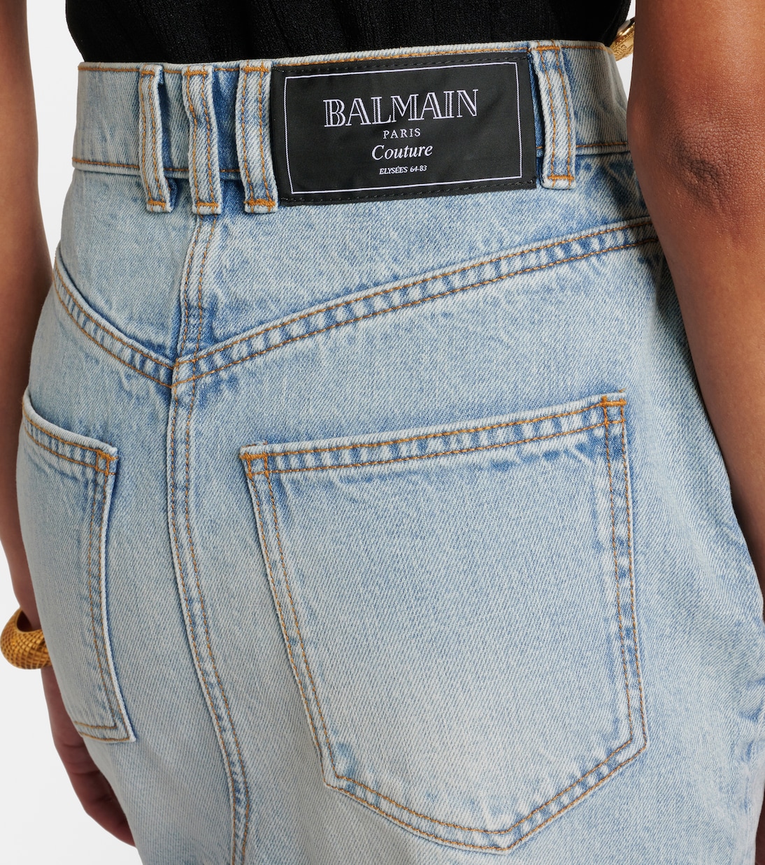 Falda midi en denim | Balmain