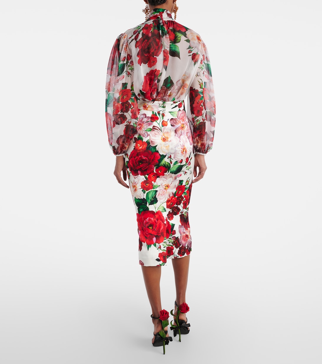 Jupe midi à fleurs | Dolce&Gabbana