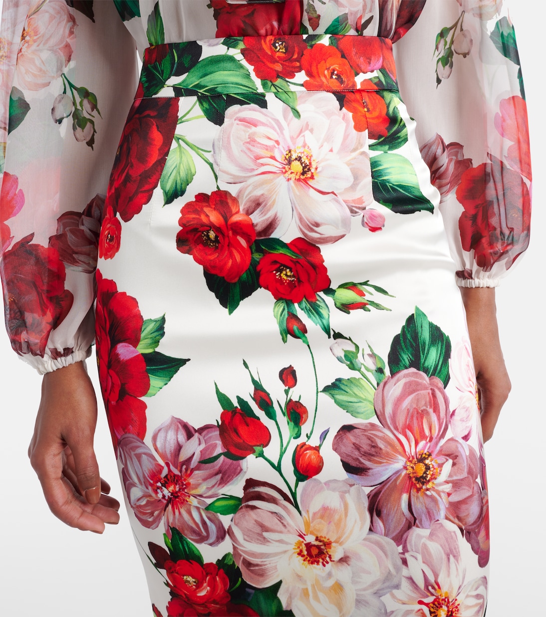Jupe midi à fleurs | Dolce&Gabbana