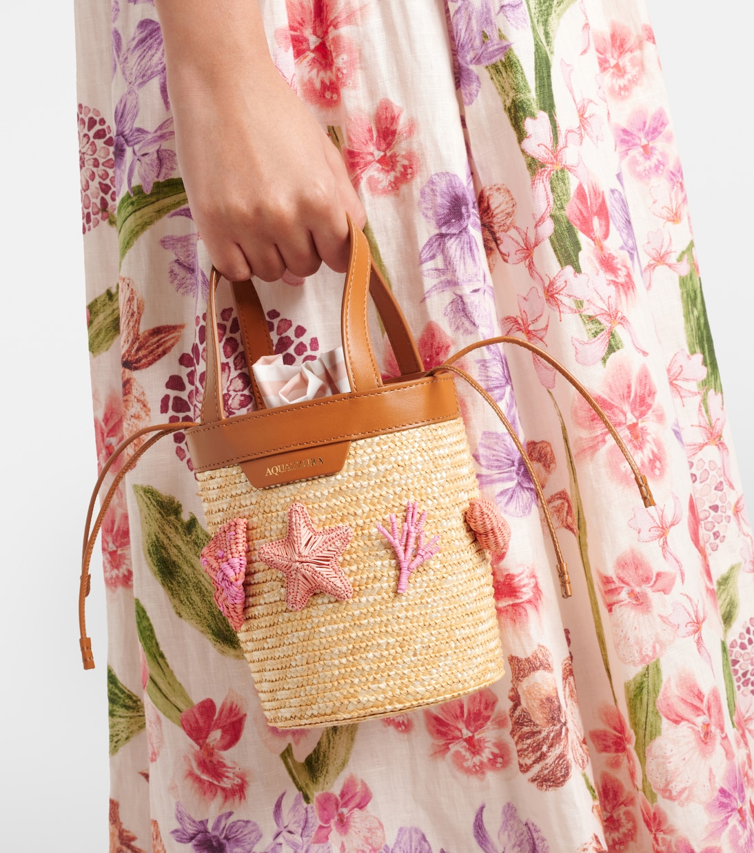 Secchiello Marea Small in rafia con applicazioni | Aquazzura