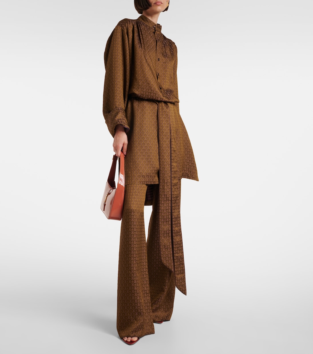 High-rise jacquard wide-leg pants | Saint Laurent