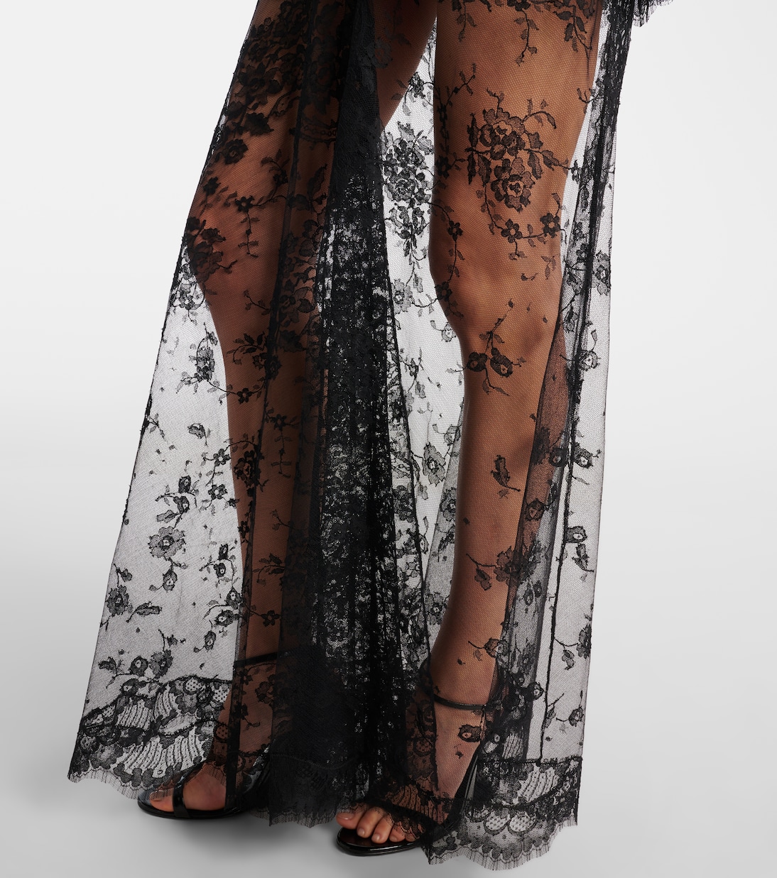 Robe longue en dentelle de coton mélangé | Alessandra Rich