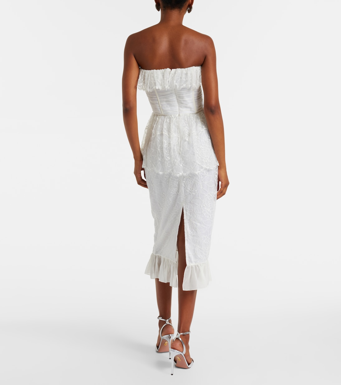 Abito bustier in georgette di pizzo e seta | Alessandra Rich