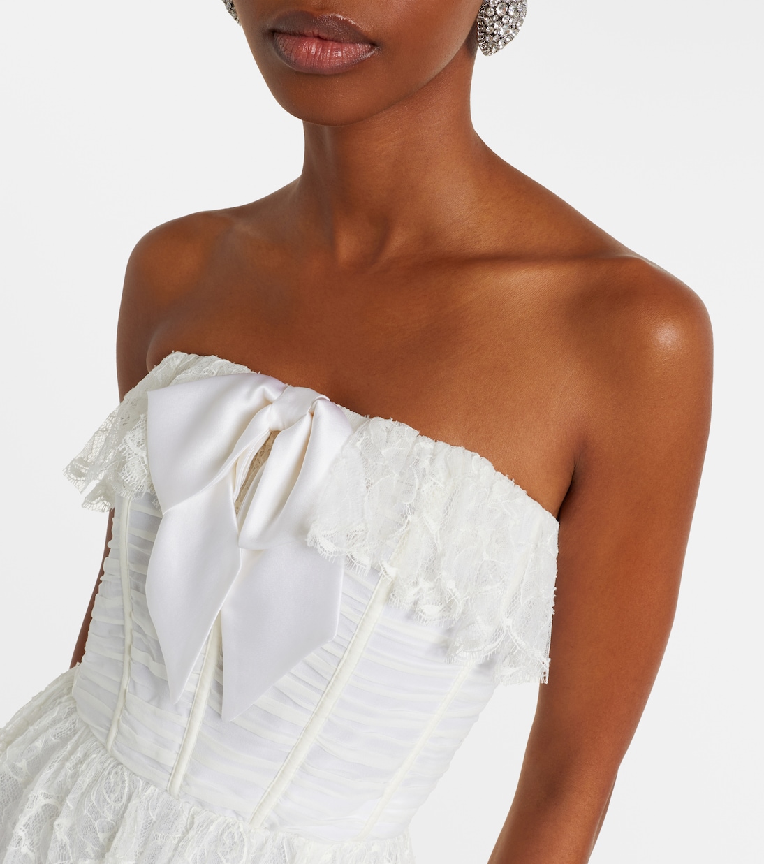 Abito bustier in georgette di pizzo e seta | Alessandra Rich