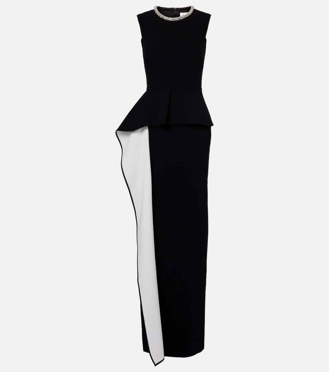 Embellished peplum satin crêpe gown | Roland Mouret