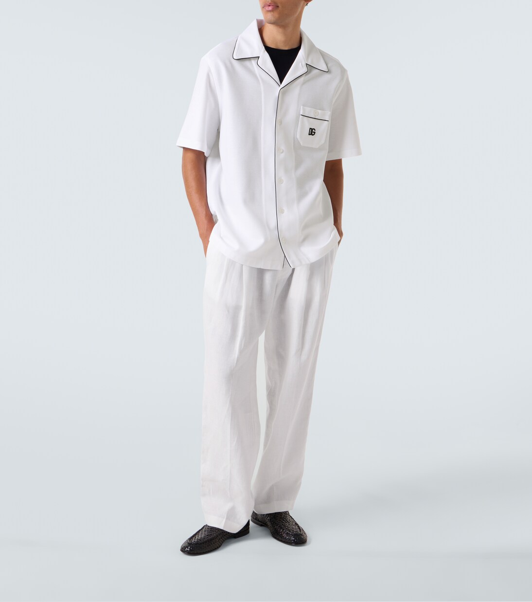 DG棉质与真丝珠地布保龄球衬衫 | Dolce&Gabbana