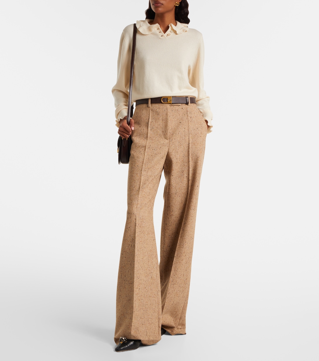 High-rise virgin wool wide-leg pants | Valentino