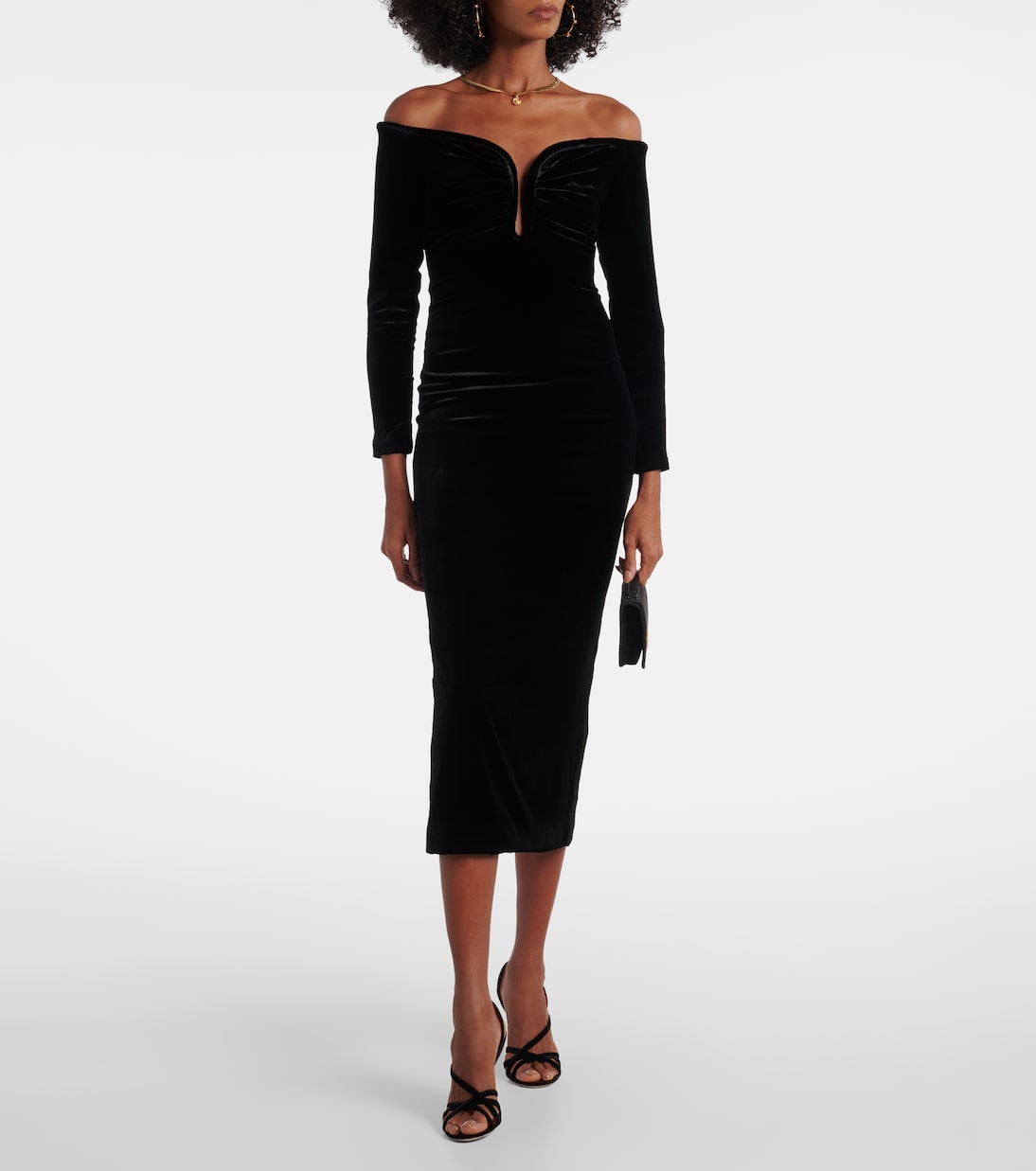 Off-shoulder midi dress  | Roland Mouret