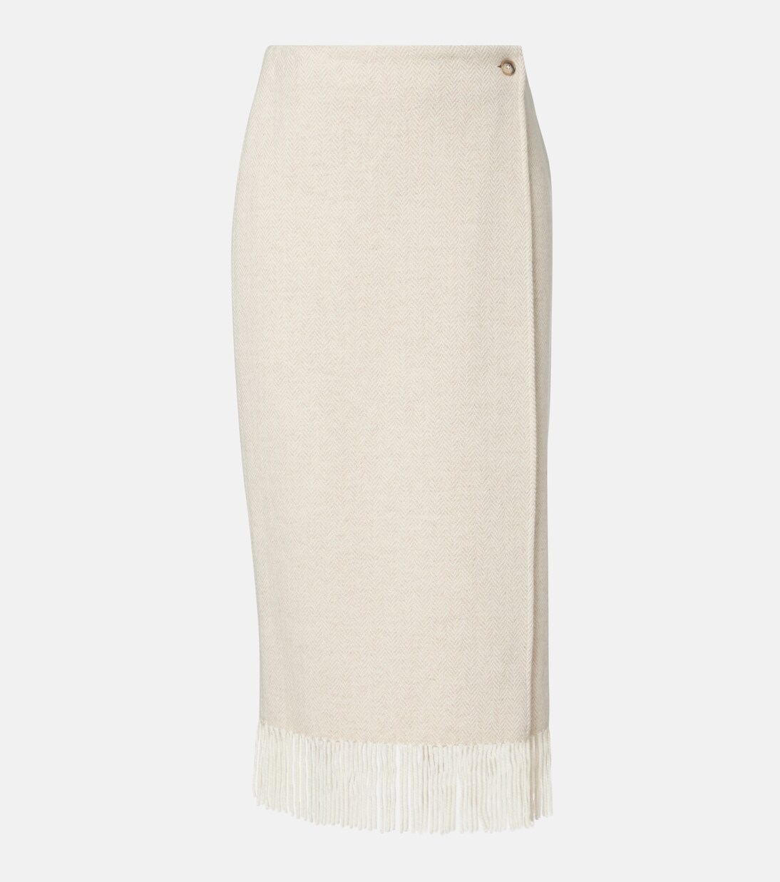 Fringed herringbone wool-blend wrap skirt | Polo Ralph Lauren