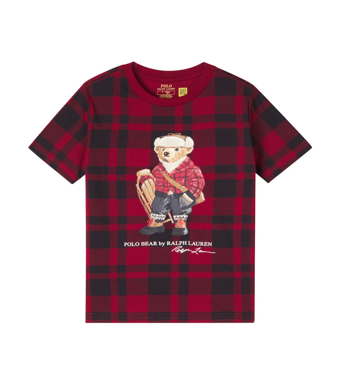 T-shirt Polo Bear en coton à carreaux | Polo Ralph Lauren Kids