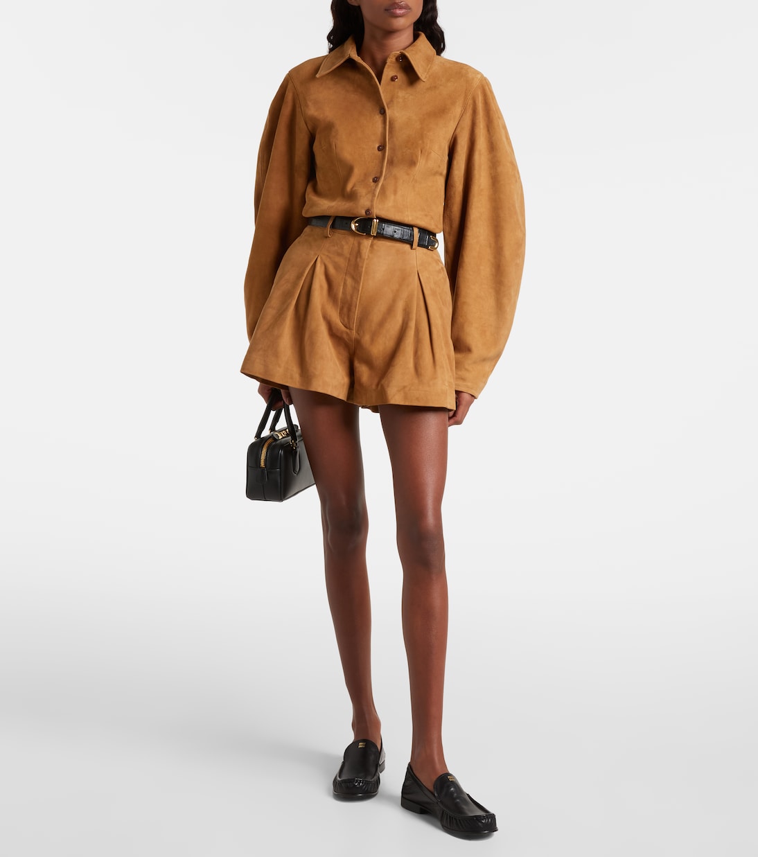 Short à taille haute en daim | Rotate