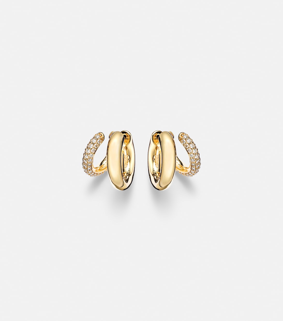 Ohrringe Hollow Tube aus 14kt Gelbgold (585/1000) mit Diamanten | Sydney Evan