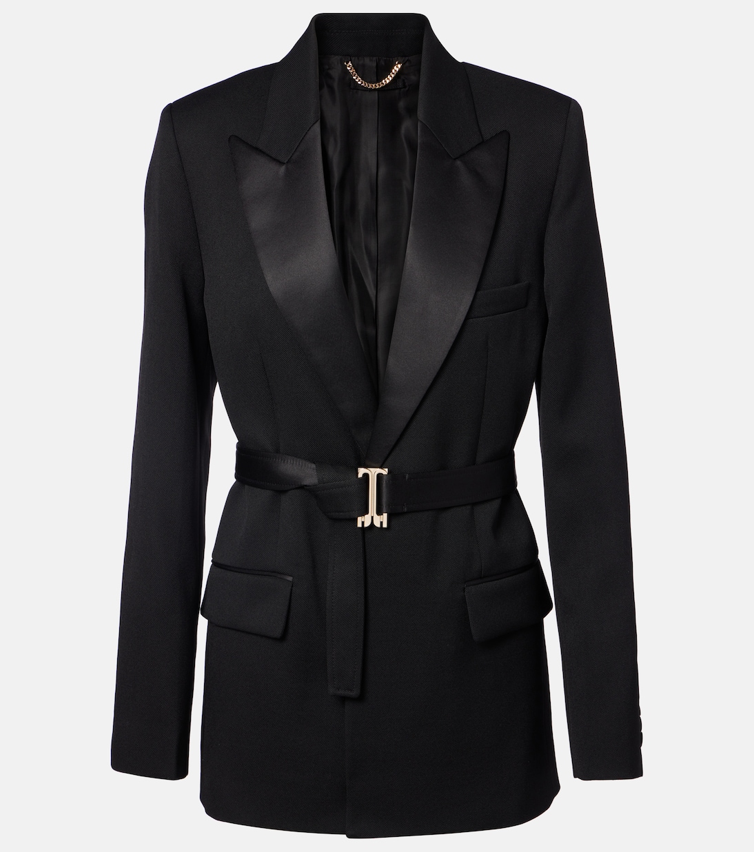 Belted satin-trimmed blazer | Victoria Beckham