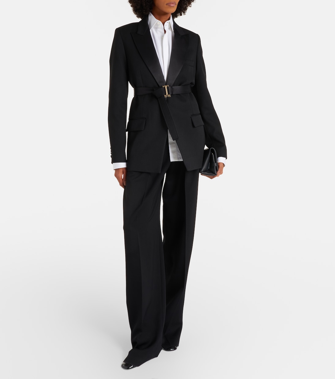 Belted satin-trimmed blazer | Victoria Beckham