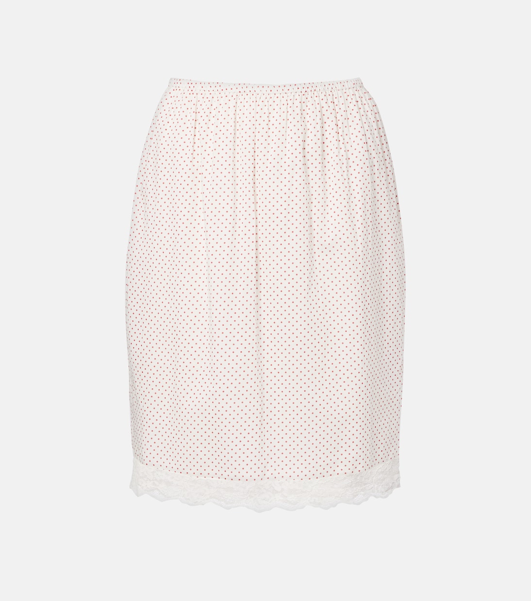 Marlowe lace-trimmed polka-dot cotton midi skirt | Posse