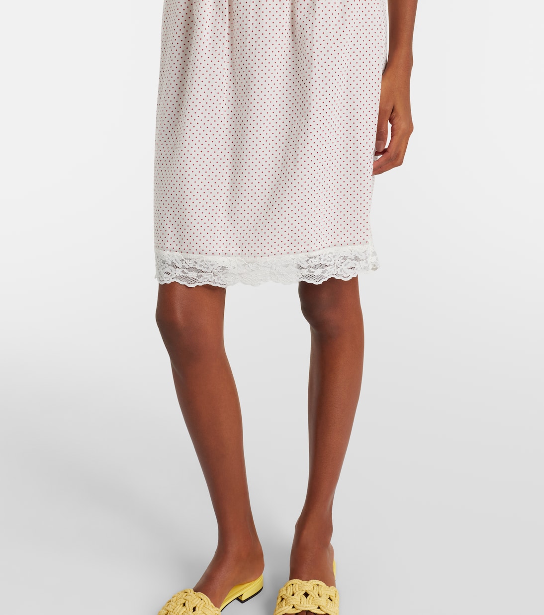 Marlowe lace-trimmed polka-dot cotton midi skirt | Posse