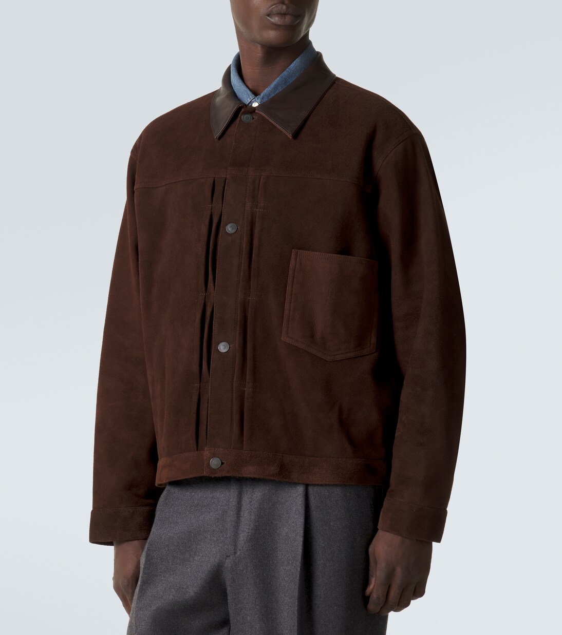 1st Type leather-trimmed suede jacket | A.Presse