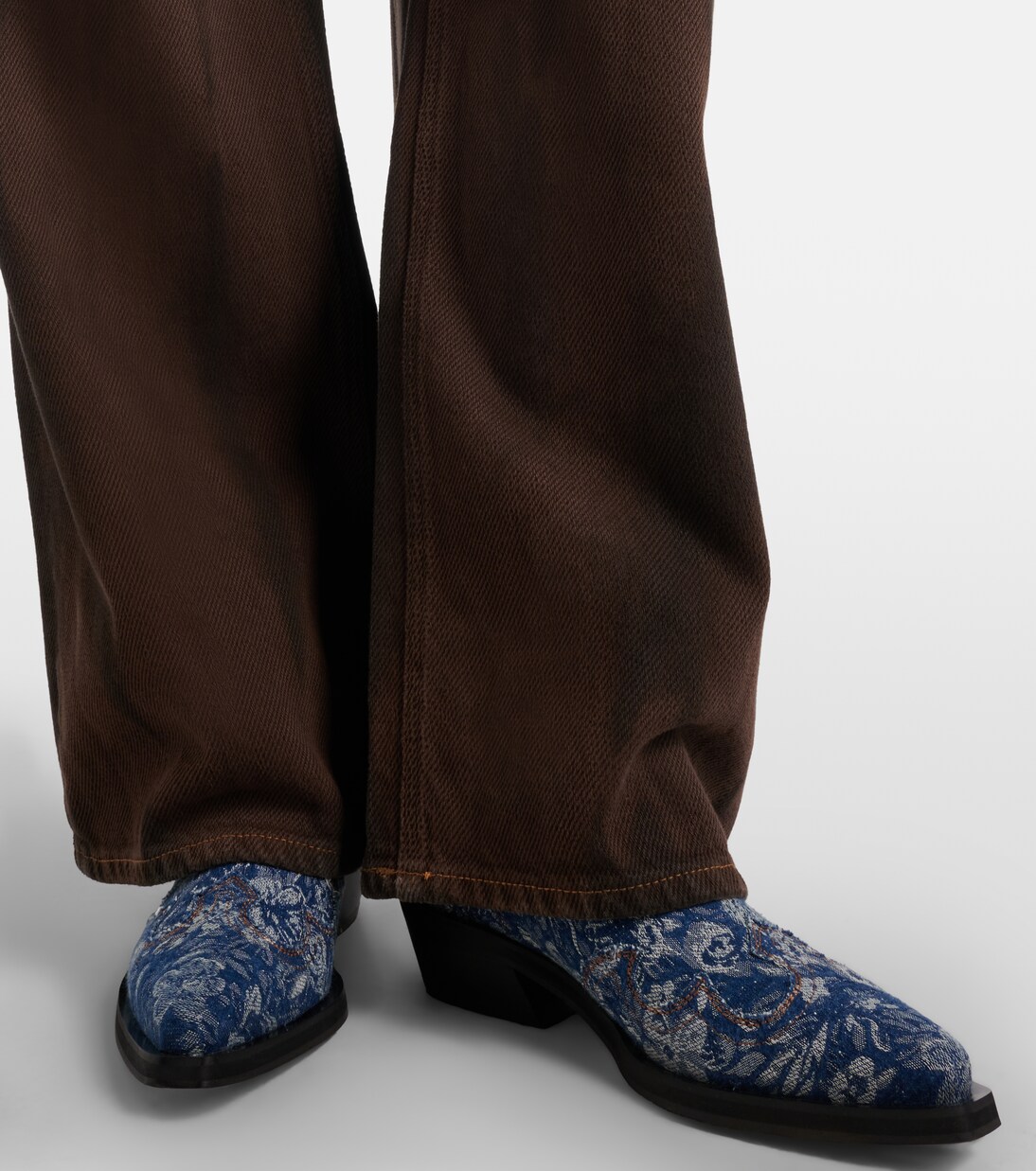 Low Shaft embroidered jacquard cowboy boots | Ganni