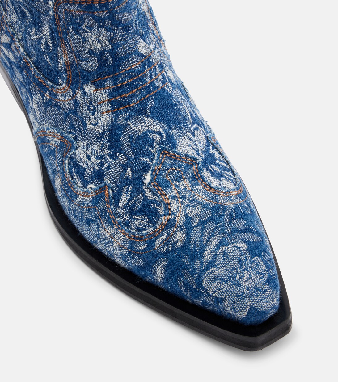 Low Shaft embroidered jacquard cowboy boots | Ganni