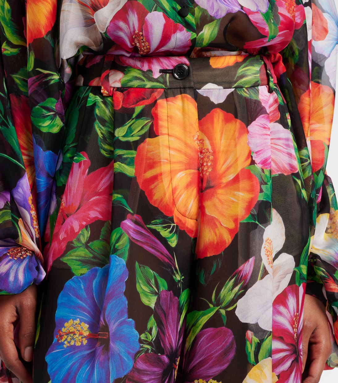 Floral silk chiffon wide-leg pants | Dolce&Gabbana