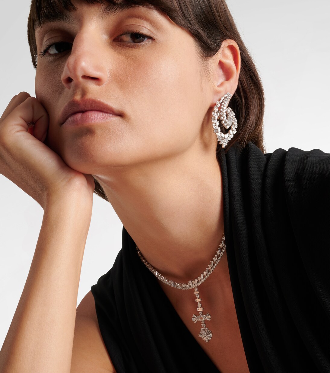 Y-Couture 18kt white gold drop earrings with diamonds | Yeprem