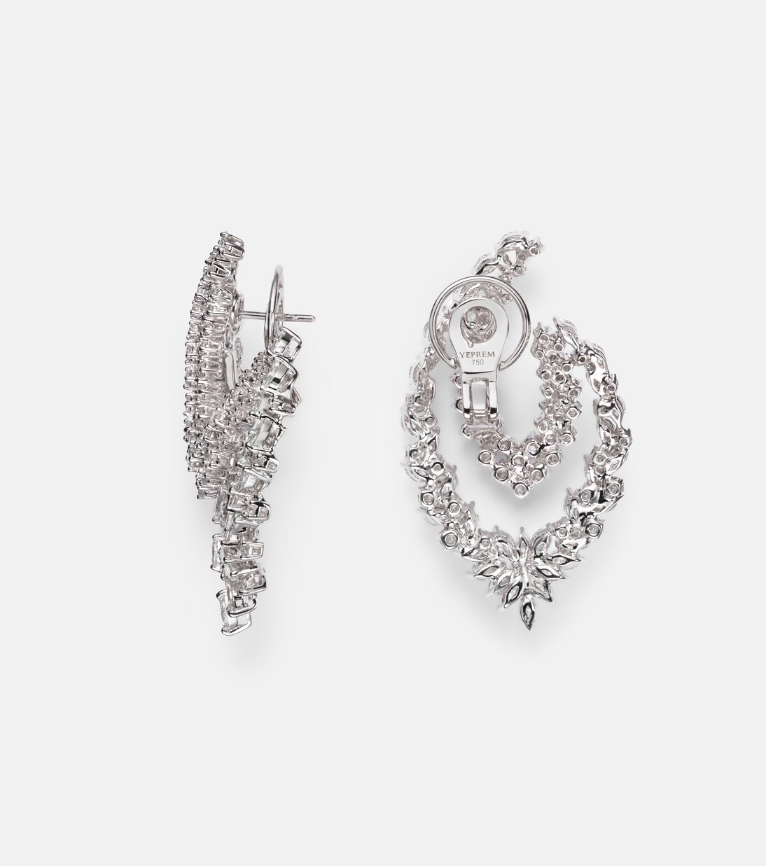 Y-Couture 18kt white gold drop earrings with diamonds | Yeprem