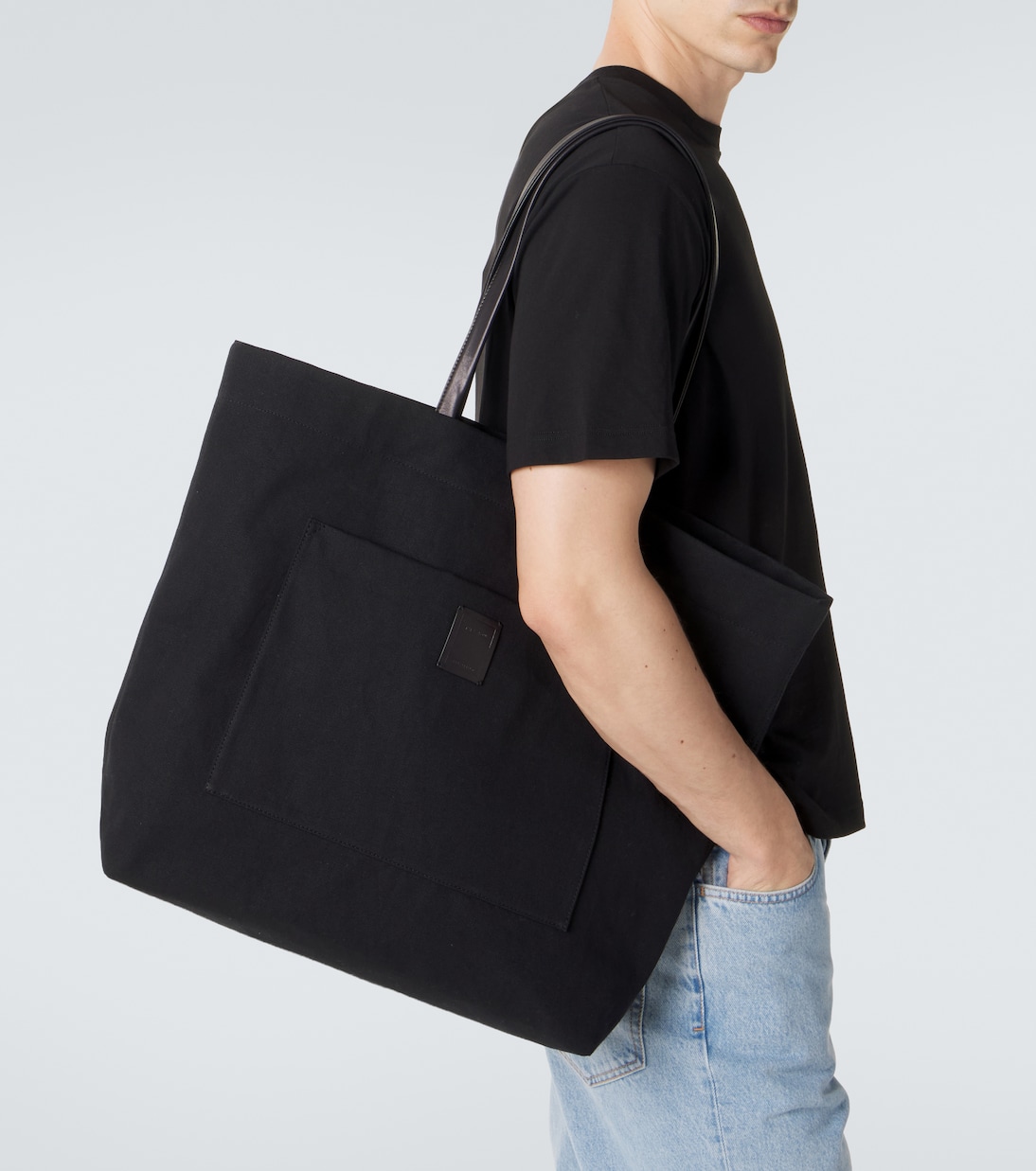 Tori leather-trimmed canvas tote bag | The Row