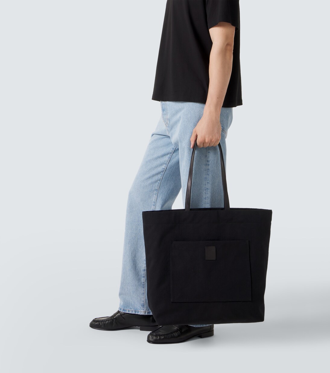 Tori leather-trimmed canvas tote bag | The Row