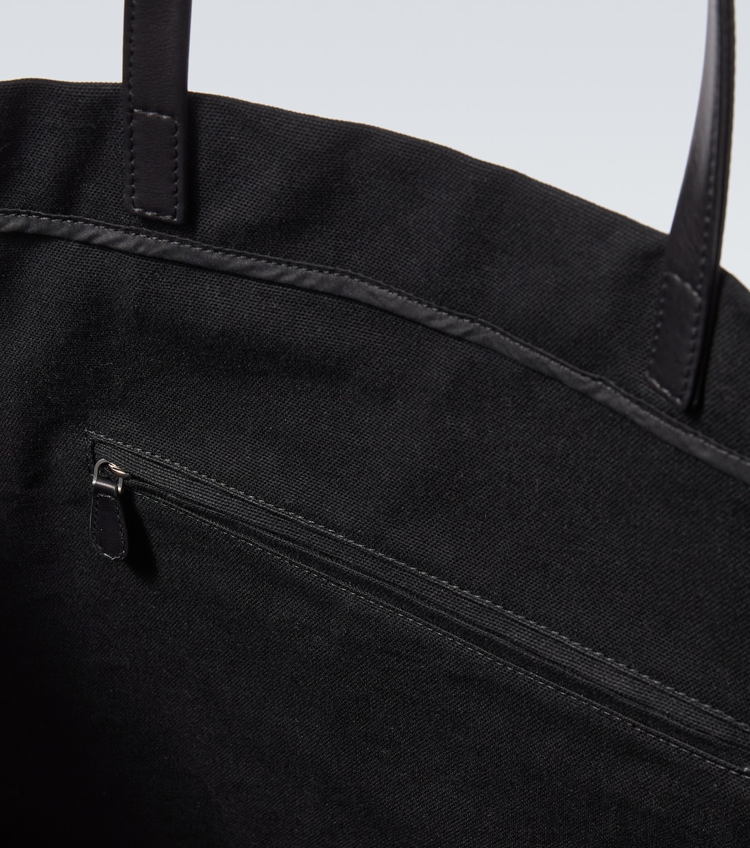 Tori leather-trimmed canvas tote bag | The Row