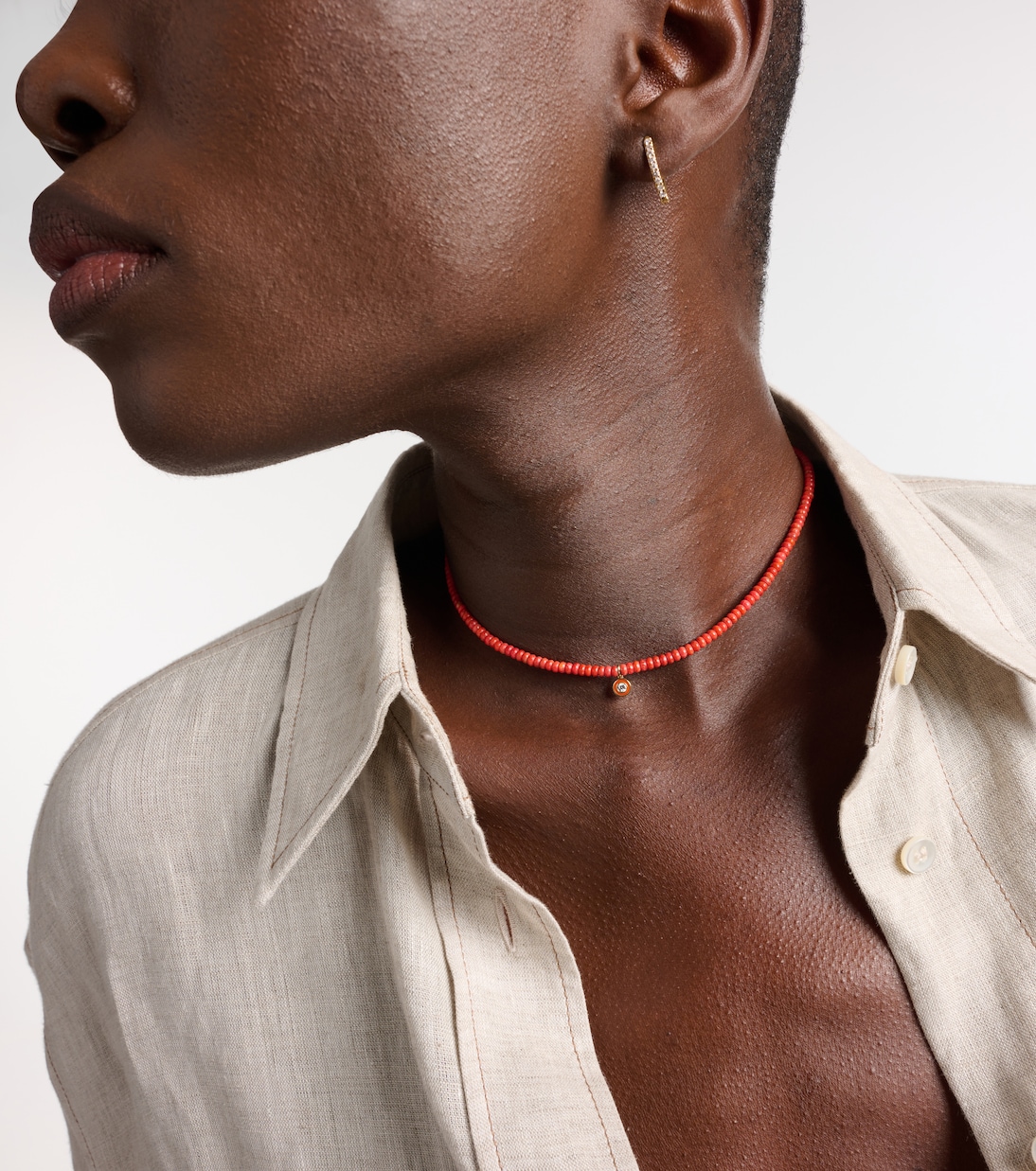 Bamboo coral and 14kt gold charm necklace | Sydney Evan