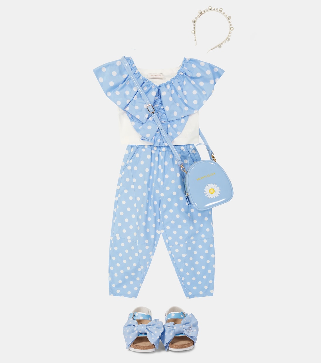 Polka-dot cotton-blend pants | Monnalisa