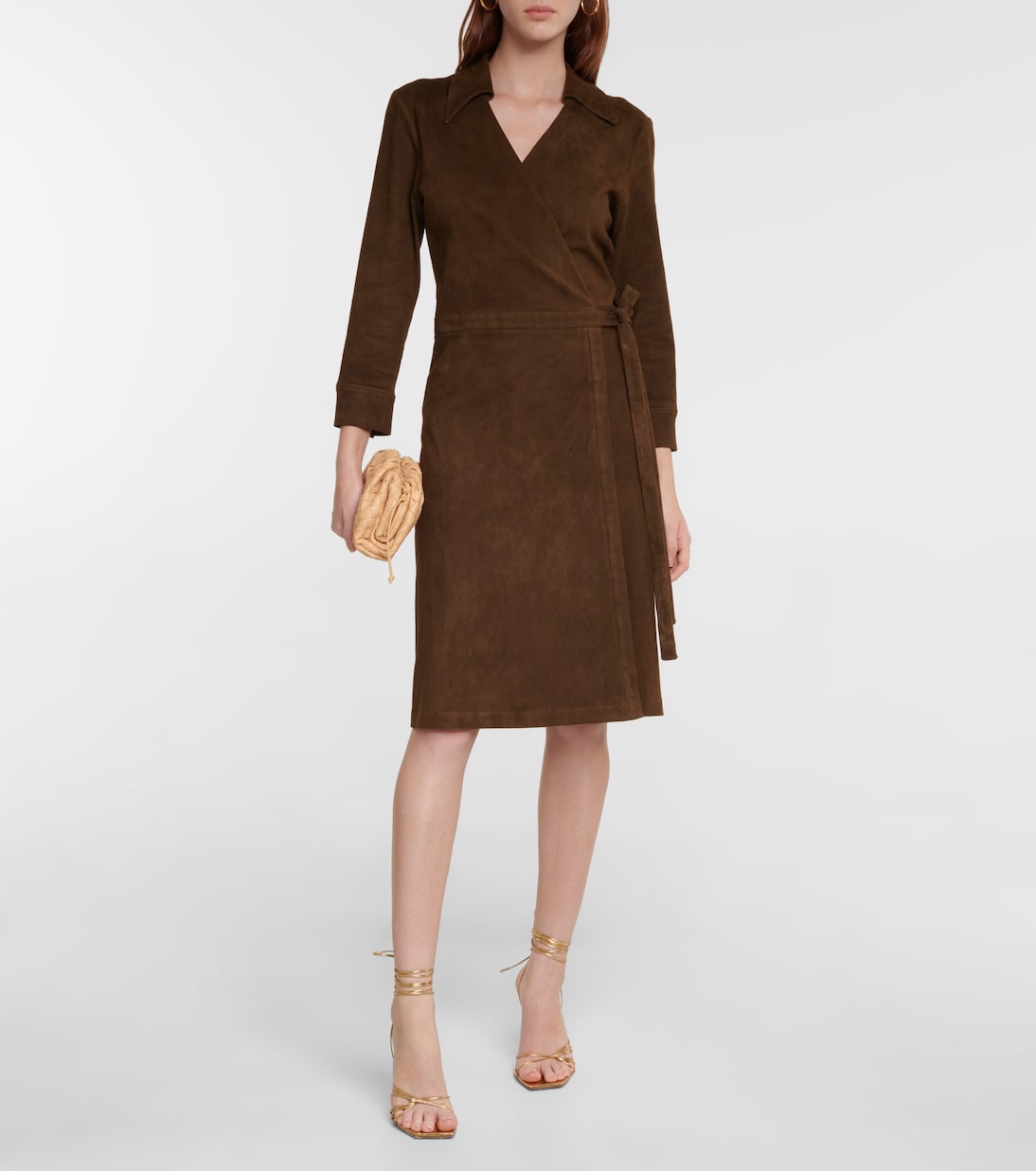 Robe portefeuille midi Ross en daim | Stouls